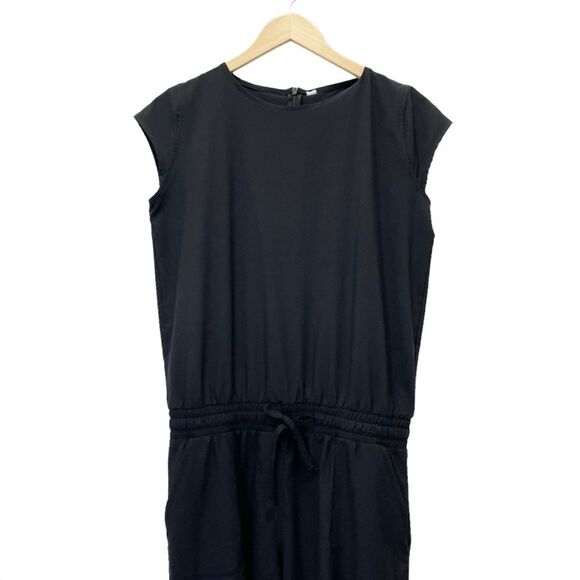 Albion Cap Sleeve Jumpsuit Black Elastic Waist One Piece Size Small Zip Ankle - Picture 5 of 15